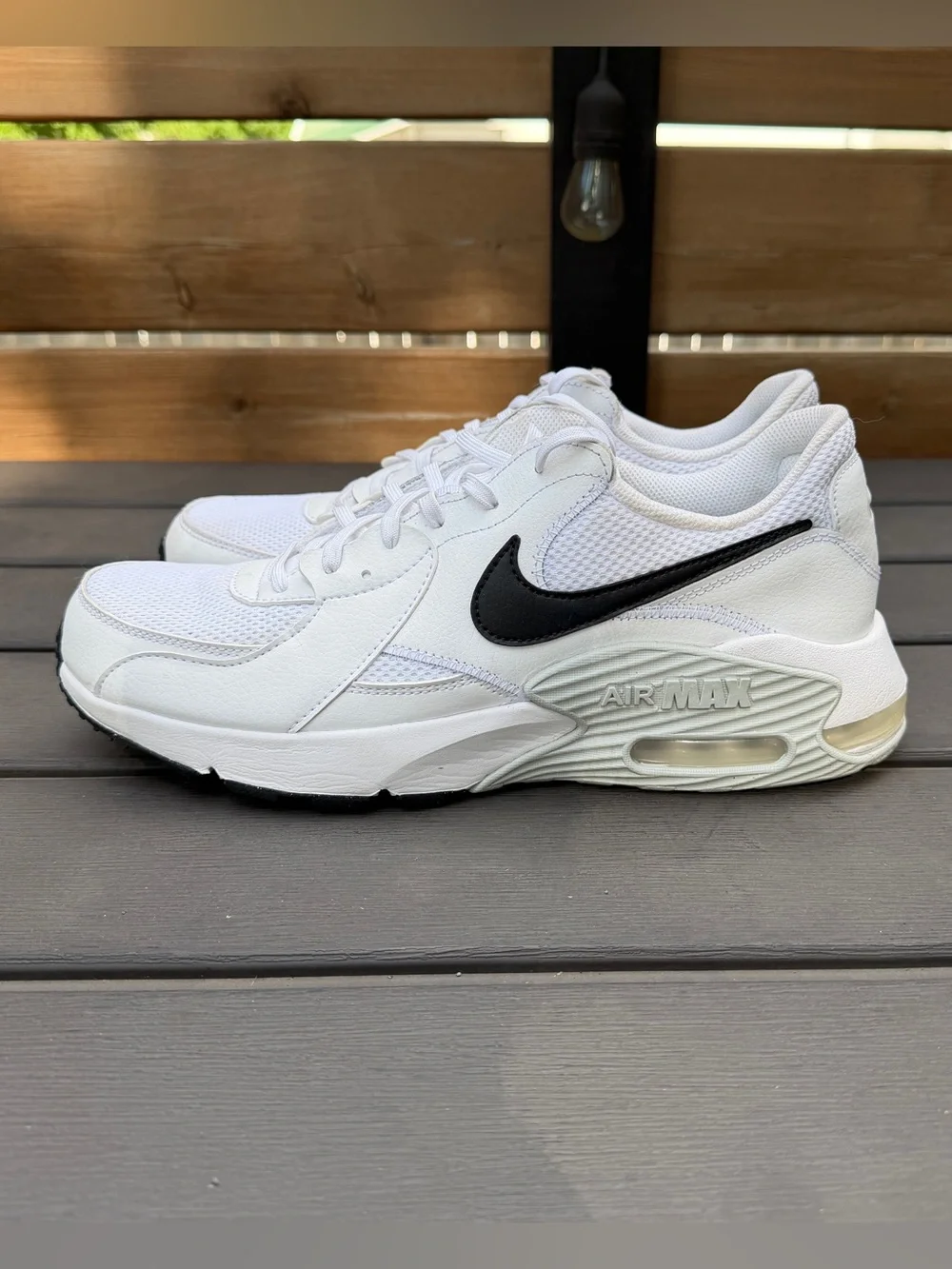 Nike Air Max Excee White Black Check Size 11.5 CD4165-100 Lace Up Low Top 2019